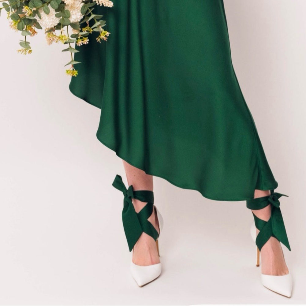 Elegant OLIVE Green Bow Heels